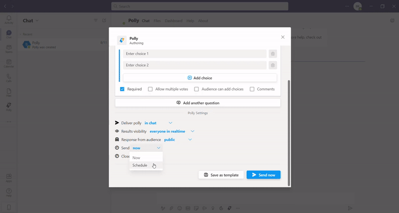 scheduling a polly - teams