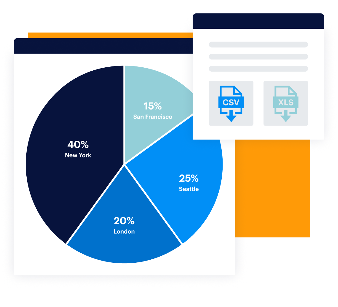 chart with segmentation of demographics and download options