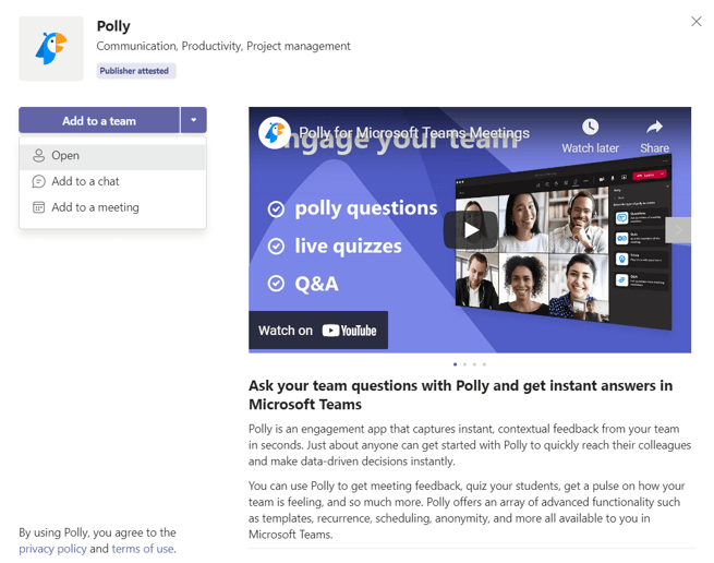 polly app on teams apps