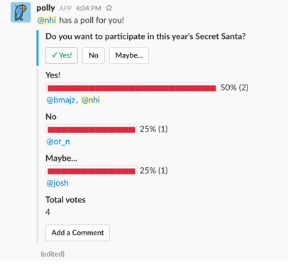 slack polly secret santa